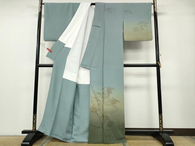 平和屋着物●中国三大刺繍　スワトウ相良刺繍　訪問着　流水草花文　暈し染め　正絹　逸品　CABG5487ut