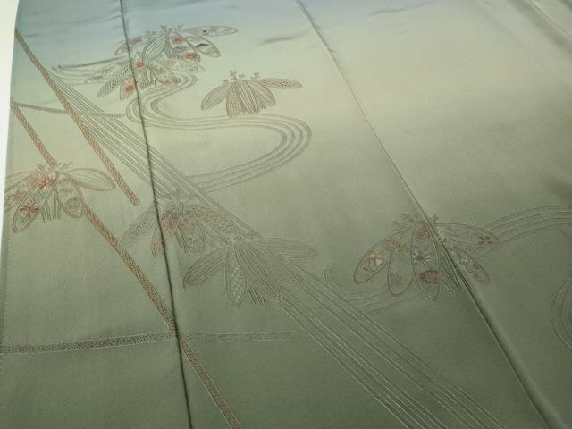 平和屋着物●中国三大刺繍　スワトウ相良刺繍　訪問着　流水草花文　暈し染め　正絹　逸品　CABG5487ut