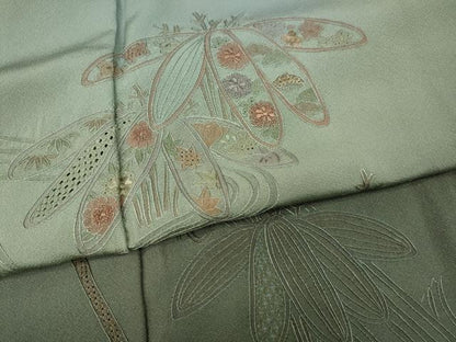 平和屋着物●中国三大刺繍　スワトウ相良刺繍　訪問着　流水草花文　暈し染め　正絹　逸品　CABG5487ut