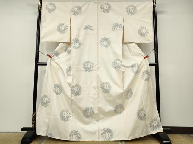 平和屋着物●本場大島紬　白大島　7マルキ　花丸文　正絹　逸品　CABG5489ut