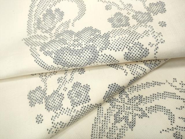 平和屋着物●本場大島紬　白大島　7マルキ　花丸文　正絹　逸品　CABG5489ut