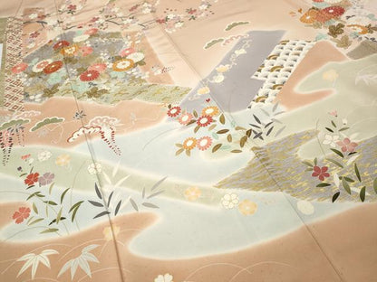 平和屋着物●創業460年・千總　訪問着　駒刺繍　エ霞吉祥花文　金彩　正絹　逸品　CABG5491ut