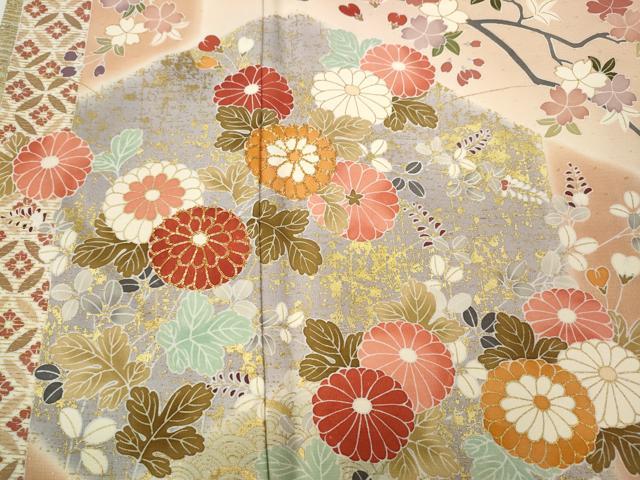 平和屋着物●創業460年・千總　訪問着　駒刺繍　エ霞吉祥花文　金彩　正絹　逸品　CABG5491ut
