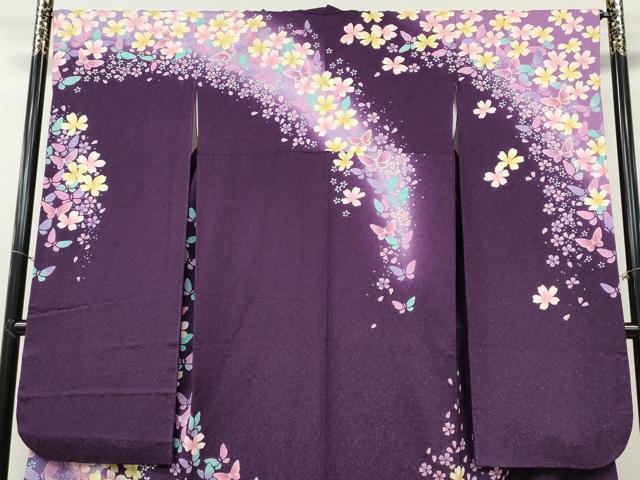 平和屋着物●豪華振袖　刺繍　舞蝶文　暈し染め　銀通し地　正絹　逸品　CABG5493ut