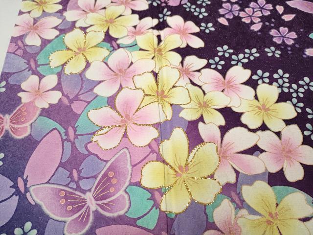 平和屋着物●豪華振袖　刺繍　舞蝶文　暈し染め　銀通し地　正絹　逸品　CABG5493ut