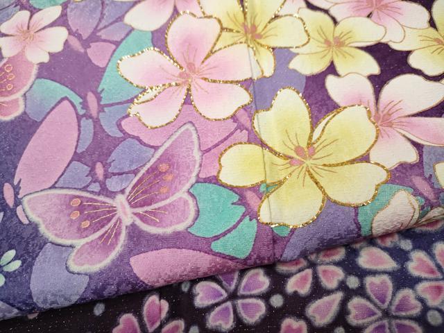平和屋着物●豪華振袖　刺繍　舞蝶文　暈し染め　銀通し地　正絹　逸品　CABG5493ut