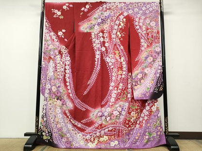 平和屋着物●豪華振袖　作家物　辻が花　絞り　暈し染め　金通し地　京都きもの友禅　正絹　逸品　CABG5495ut