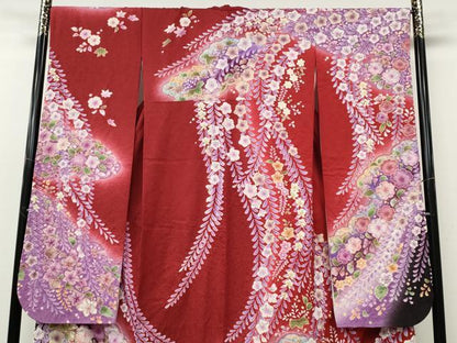 平和屋着物●豪華振袖　作家物　辻が花　絞り　暈し染め　金通し地　京都きもの友禅　正絹　逸品　CABG5495ut
