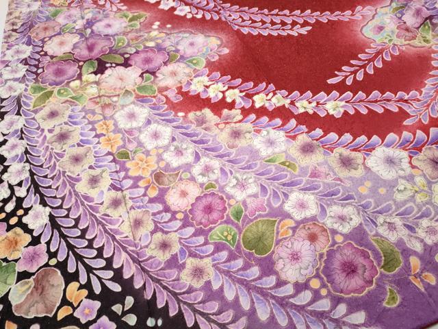 平和屋着物●豪華振袖　作家物　辻が花　絞り　暈し染め　金通し地　京都きもの友禅　正絹　逸品　CABG5495ut