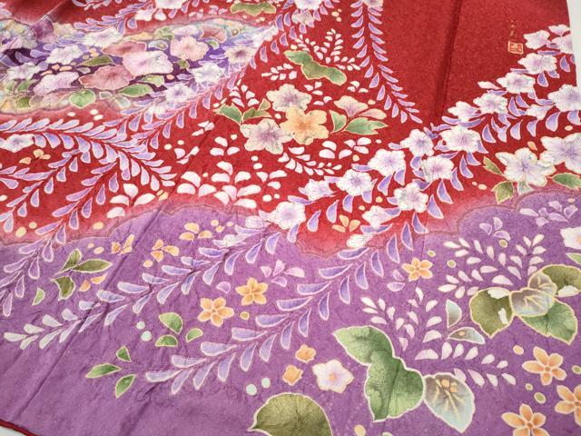 平和屋着物●豪華振袖　作家物　辻が花　絞り　暈し染め　金通し地　京都きもの友禅　正絹　逸品　CABG5495ut