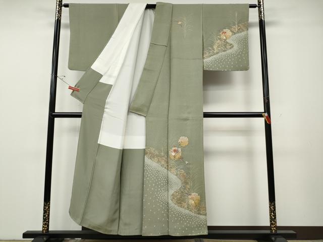 平和屋着物●訪問着　絞り　刺繍　雪輪草花文　金銀彩　正絹　逸品　CABG5498ut