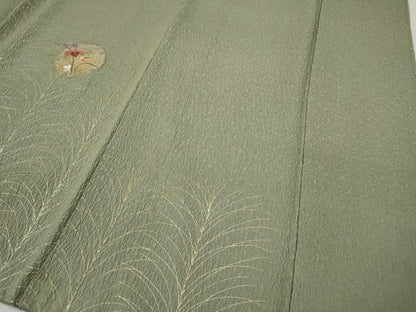 平和屋着物●訪問着　絞り　刺繍　雪輪草花文　金銀彩　正絹　逸品　CABG5498ut