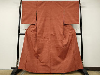 平和屋着物●結城紬　樺色　正絹　逸品　CABG5499ut