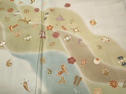 平和屋着物●訪問着　刺繍　道長宝尽くし文　金彩　正絹　逸品　CABG5501ut