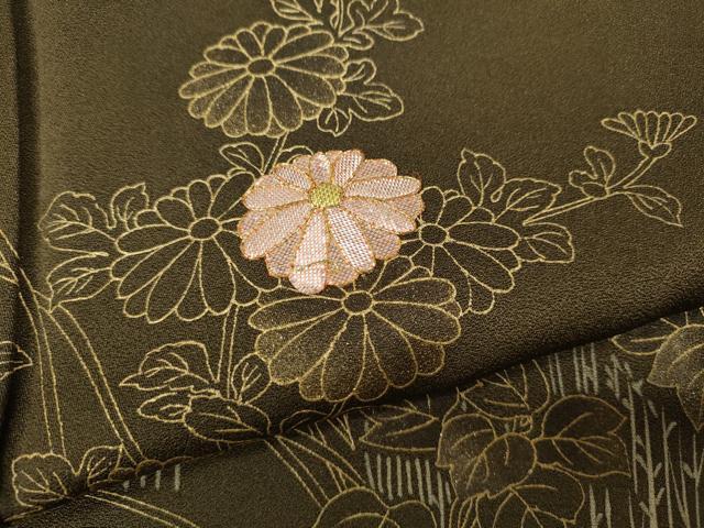 平和屋着物●訪問着　佐賀錦　駒刺繍　竹垣草花文　金彩　正絹　逸品　CABG5503ut