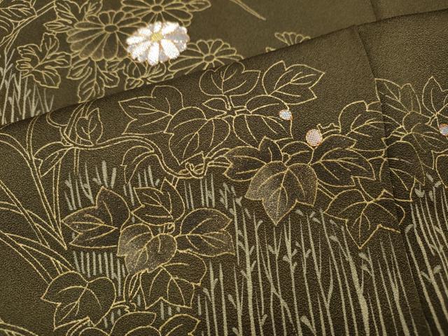 平和屋着物●訪問着　佐賀錦　駒刺繍　竹垣草花文　金彩　正絹　逸品　CABG5503ut