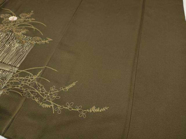 平和屋着物●訪問着　佐賀錦　駒刺繍　竹垣草花文　金彩　正絹　逸品　CABG5503ut