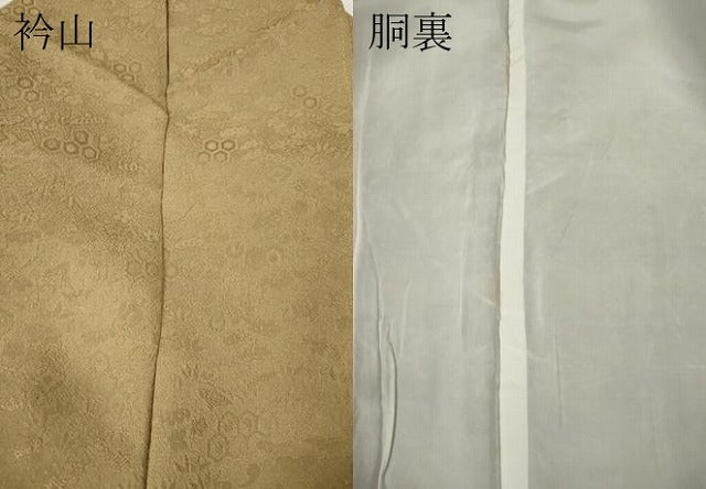 平和屋着物●上質な色無地　亀甲吉祥花地紋　榛色　正絹　逸品　CABG5511ut