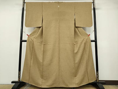 平和屋着物●上質な色無地　亀甲吉祥花地紋　榛色　正絹　逸品　CABG5511ut