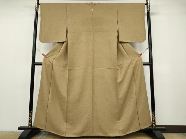 平和屋着物●上質な色無地　亀甲吉祥花地紋　榛色　正絹　逸品　CABG5511ut