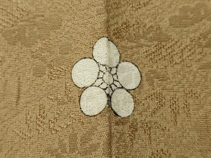 平和屋着物●上質な色無地　亀甲吉祥花地紋　榛色　正絹　逸品　CABG5511ut