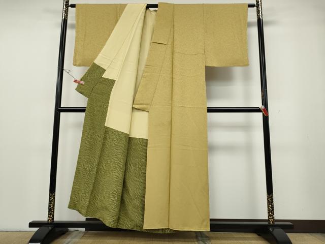 平和屋着物●上質な色無地　作家物　霞地紋　芥子色　正絹　逸品　CABG5512ut