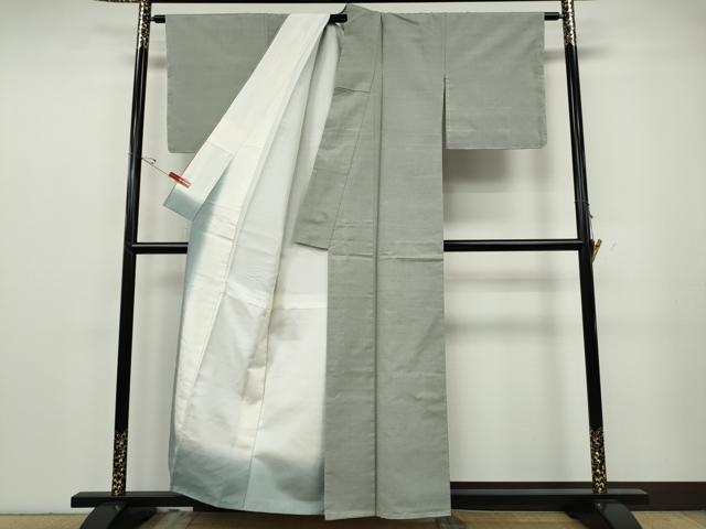 平和屋着物●結城紬　柳鼠色　証紙付き　正絹　逸品　CABG5513ut