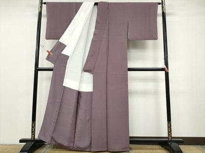 平和屋着物●ファッションデザイナー 花井幸子　色無地　霞地紋　浅紫色　正絹　逸品　CABG5515ut