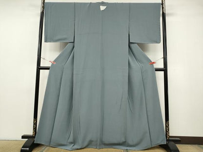 平和屋着物●上質な色無地　灰青色　正絹　逸品　未使用　CABG5517ut
