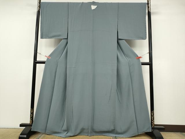 平和屋着物●上質な色無地　灰青色　正絹　逸品　未使用　CABG5517ut