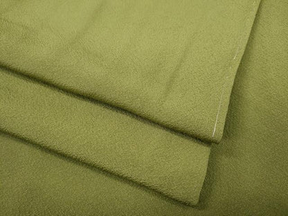 平和屋着物●上質な色無地　抹茶色　ロング丈　正絹　逸品　CABG5518ut