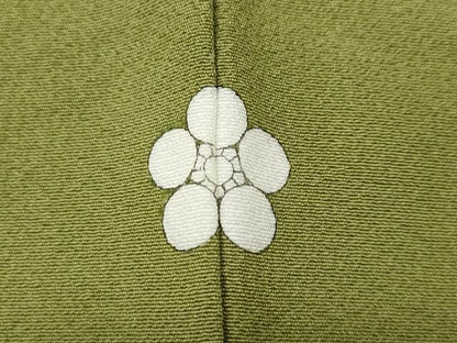 平和屋着物●上質な色無地　抹茶色　ロング丈　正絹　逸品　CABG5518ut