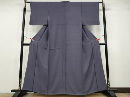 平和屋着物●上質な色無地　舞花地紋　紫苑色　正絹　逸品　CABG5519ut