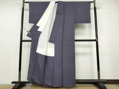 平和屋着物●上質な色無地　舞花地紋　紫苑色　正絹　逸品　CABG5519ut