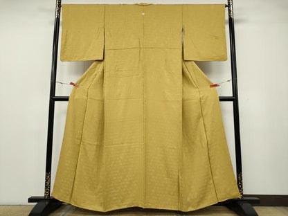 平和屋着物●上質な色無地　花菱地紋　玉蜀黍色　正絹　逸品　CABG5521ut