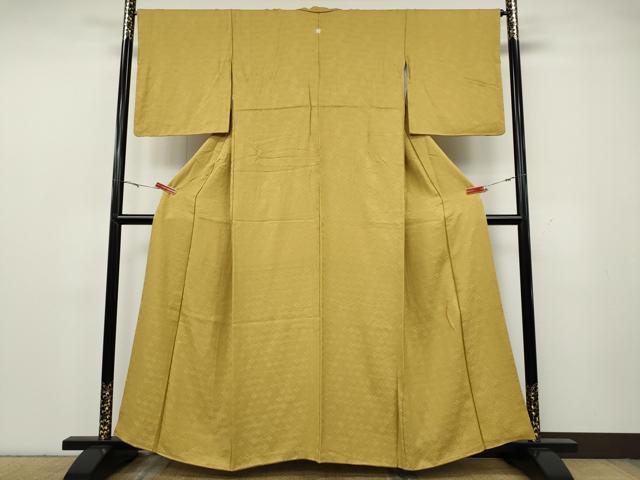 平和屋着物●上質な色無地　花菱地紋　玉蜀黍色　正絹　逸品　CABG5521ut