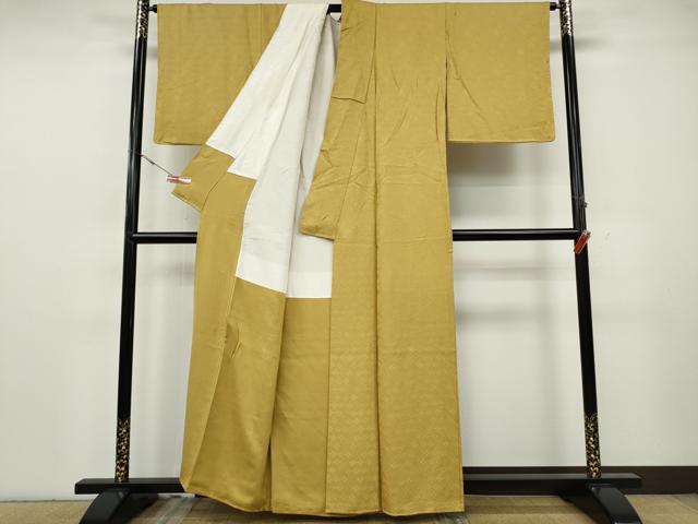 平和屋着物●上質な色無地　花菱地紋　玉蜀黍色　正絹　逸品　CABG5521ut
