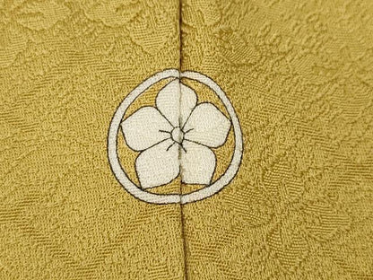 平和屋着物●上質な色無地　花菱地紋　玉蜀黍色　正絹　逸品　CABG5521ut