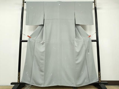 平和屋着物●本加賀友禅作家　柿本市郎　色無地　花丸地紋　潤色　正絹　逸品　CABG5523ut