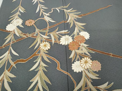 平和屋着物●訪問着　駒刺繍　花筏　暈し染め　金彩　正絹　逸品　CABG5525ut