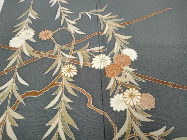 平和屋着物●訪問着　駒刺繍　花筏　暈し染め　金彩　正絹　逸品　CABG5525ut