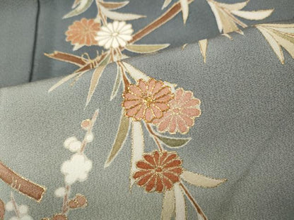 平和屋着物●訪問着　駒刺繍　花筏　暈し染め　金彩　正絹　逸品　CABG5525ut