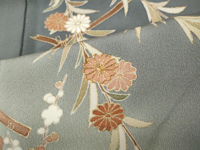 平和屋着物●訪問着　駒刺繍　花筏　暈し染め　金彩　正絹　逸品　CABG5525ut