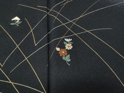 平和屋着物●訪問着　刺繍　舞花文　たたき染め　金彩　正絹　逸品　CABG5528ut