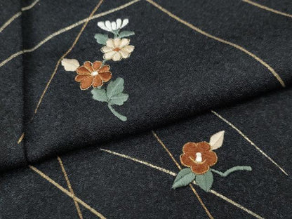 平和屋着物●訪問着　刺繍　舞花文　たたき染め　金彩　正絹　逸品　CABG5528ut
