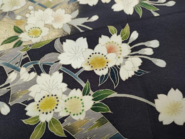 平和屋着物●訪問着　作家物　枝桜文　金彩　正絹　逸品　CABG5529ut