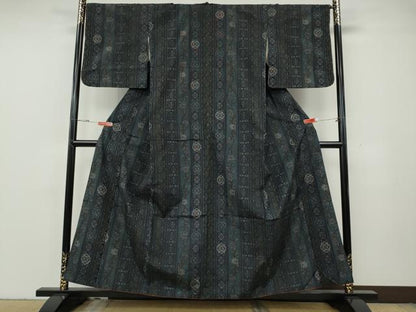 平和屋着物●上質な紬　草花間道　正絹　逸品　CABG5530ut