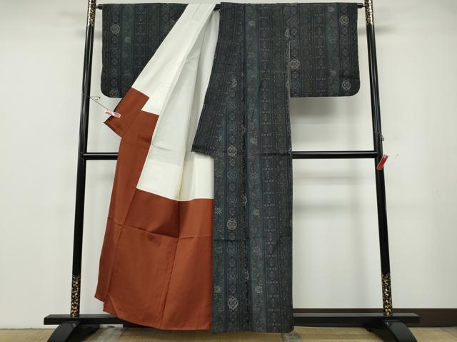 平和屋着物●上質な紬　草花間道　正絹　逸品　CABG5530ut
