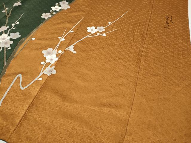 平和屋着物●訪問着　作家物　駒刺繍　短冊飛鶴花文　金彩　正絹　逸品　CABG5535ut