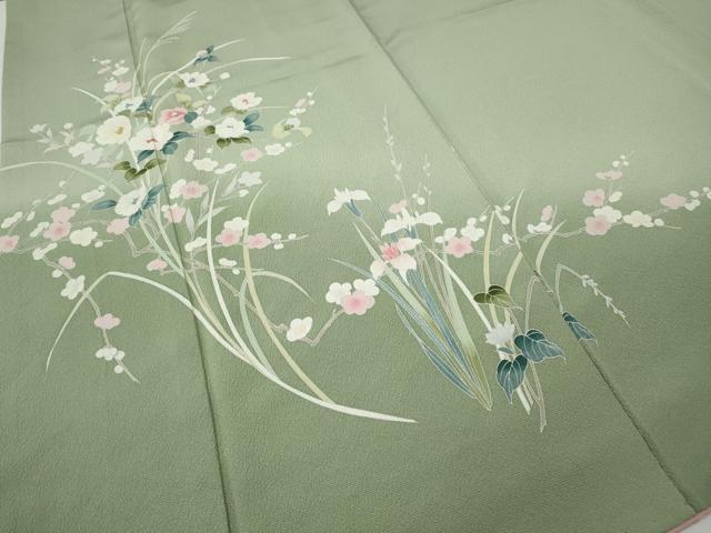 平和屋着物○訪問着 友禅 草花文 暈し染め 鈴乃屋扱い 正絹 逸品